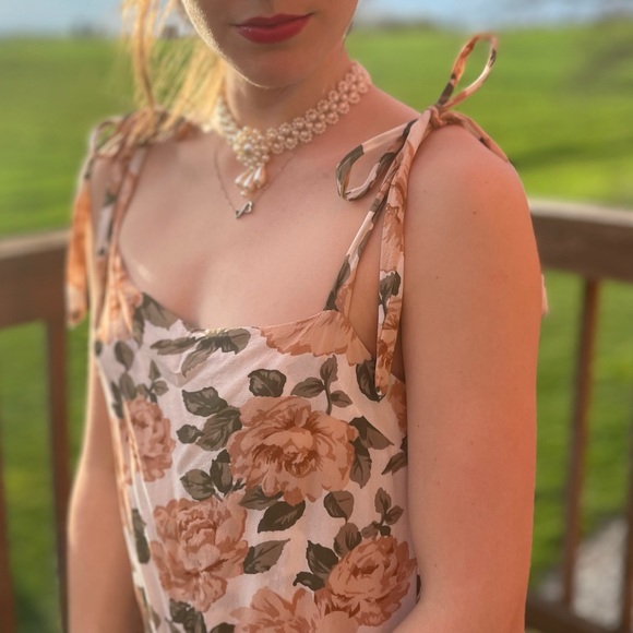 RARE! Reformation Dixie Mini Slip Dress in Cream Avery - Picture 3 of 10